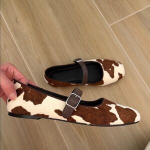 Cow Print Mary Jane Flats